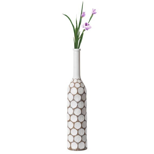 Decorative Contemporary Floor Vase White Carved Divot Bubble Design with Tall Neck, 33.5 Inch, Uniquewise, Mfr#: QI004180.L